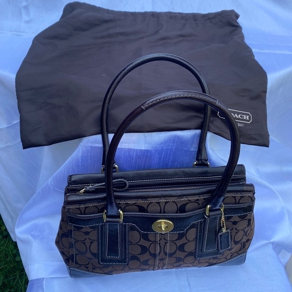 Coach 11062  Hampton Signature Handbag Brown on Brown - Picture 5 of 16